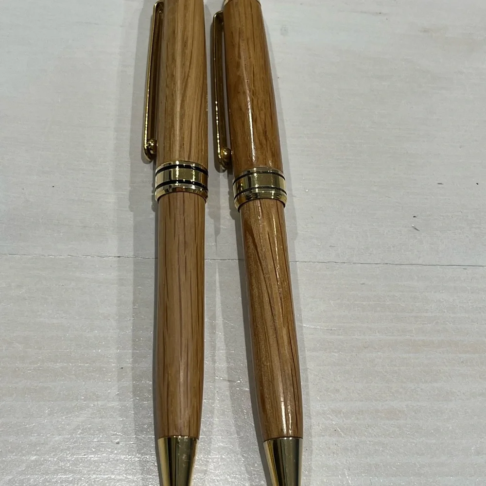 Gold‎ and Tan wood pen and pencil Set with cross pencil refills